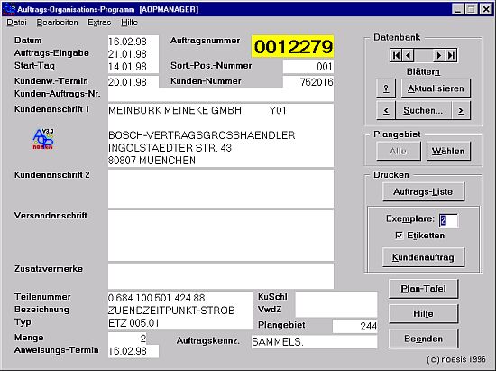 Screenshot AOP Hauptbildschirm