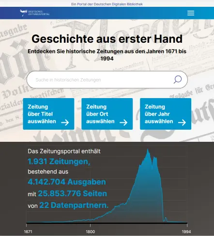Screenshot Deutsches Zeitungsportal