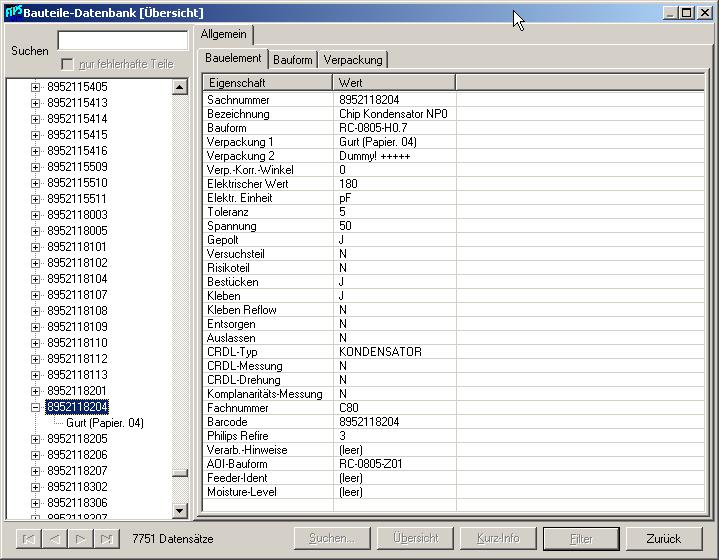 Screenshot FIPS'cam Bauteile-Bibliothek