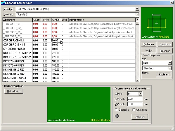 Screenshot FIPS'cam Dialog Eingangskorrektur