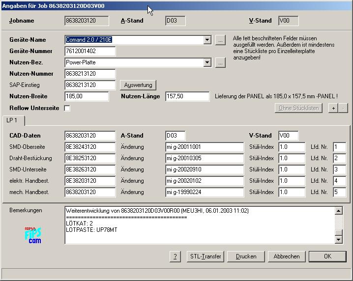 Screenshot FIPS'cam Jobdefinition