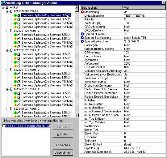 Screenshot FIPS'cam NC-Programm-Erstellung (Bauteil-Zuordnung)