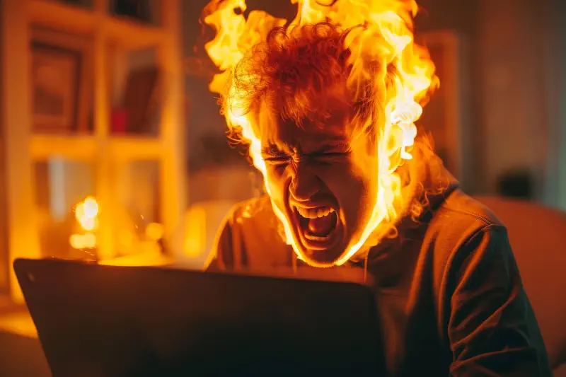 Mann vor Laptop