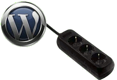 Wordpress-Logo mit Steckdosenleiste