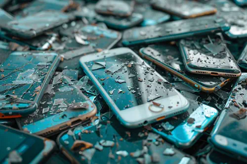 herumliegende kaputte Smartphones